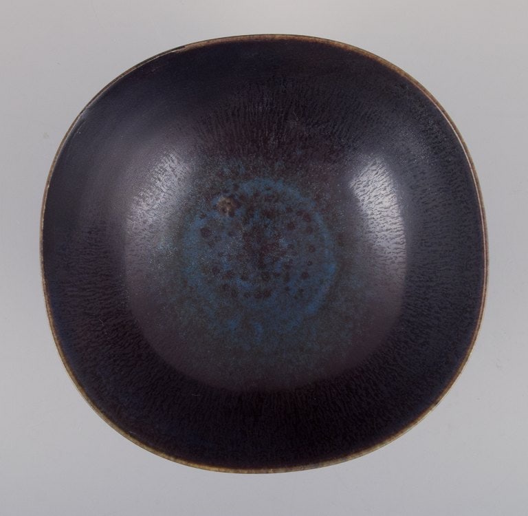 Berndt Friberg for Gustavsberg, Sweden. Unique Studiohand ceramic bowl with glaze in blue-green - 5