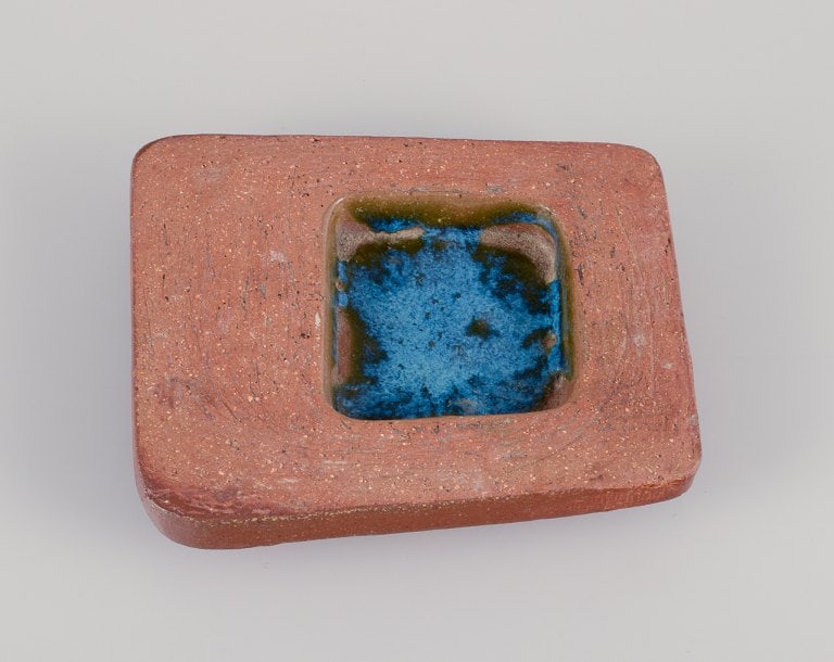 Curt Magnus Addin, own workshop, Swedish ceramic artist. Low unique bowl in a modernist style, made - 2