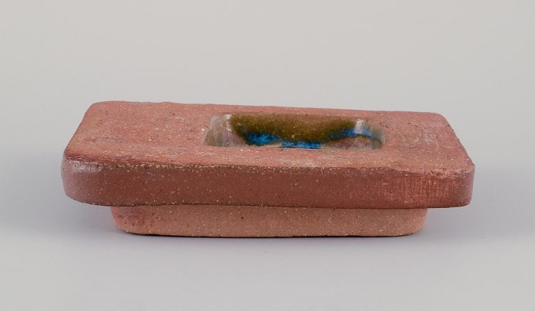 Curt Magnus Addin, own workshop, Swedish ceramic artist. Low unique bowl in a modernist style, made - 3