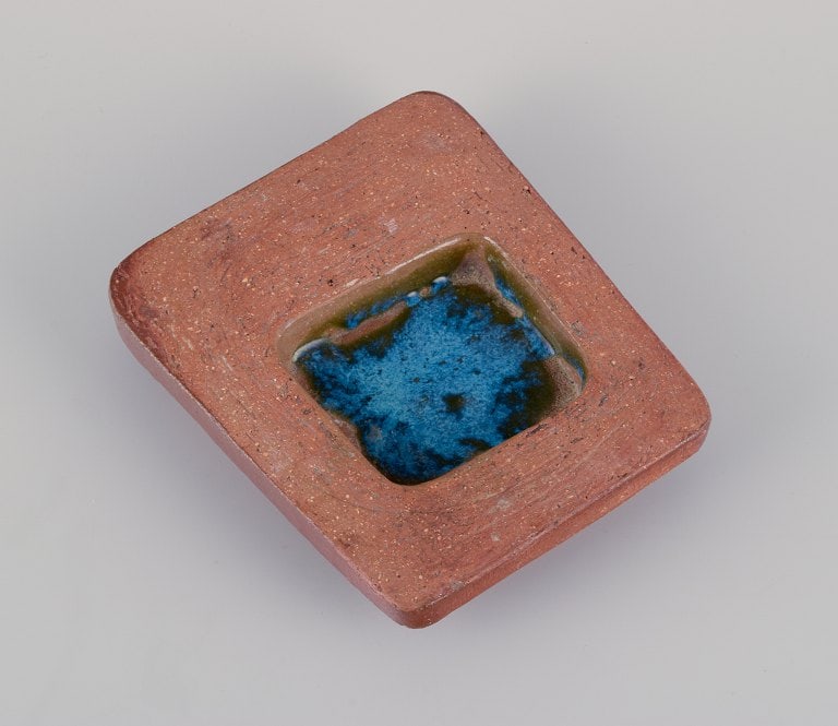 Curt Magnus Addin, own workshop, Swedish ceramic artist. Low unique bowl in a modernist style, made - 4