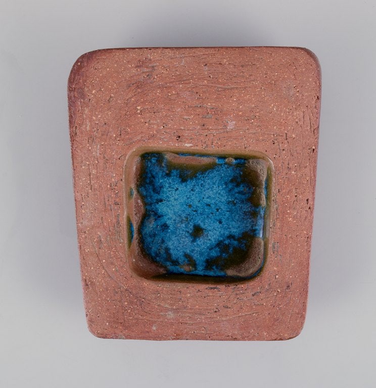 Curt Magnus Addin, own workshop, Swedish ceramic artist. Low unique bowl in a modernist style, made - 5