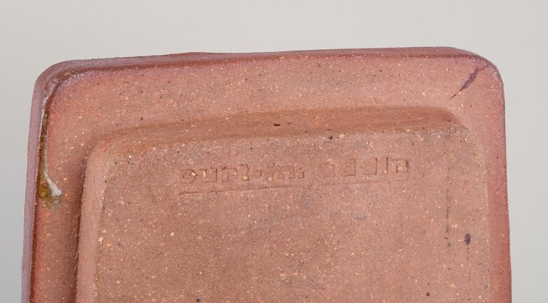 Curt Magnus Addin, own workshop, Swedish ceramic artist. Low unique bowl in a modernist style, made - 8