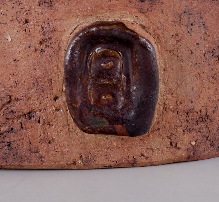 Curt Magnus Addin, own workshop, Swedish ceramic artist. Unique oval ceramic vase in a modernist - 3