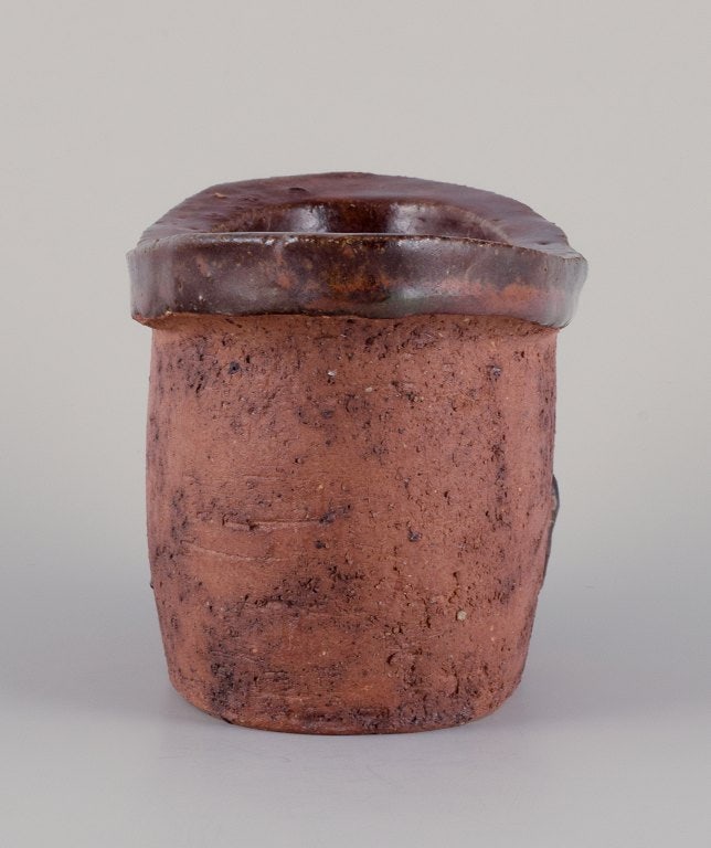 Curt Magnus Addin, own workshop, Swedish ceramic artist. Unique oval ceramic vase in a modernist - 6