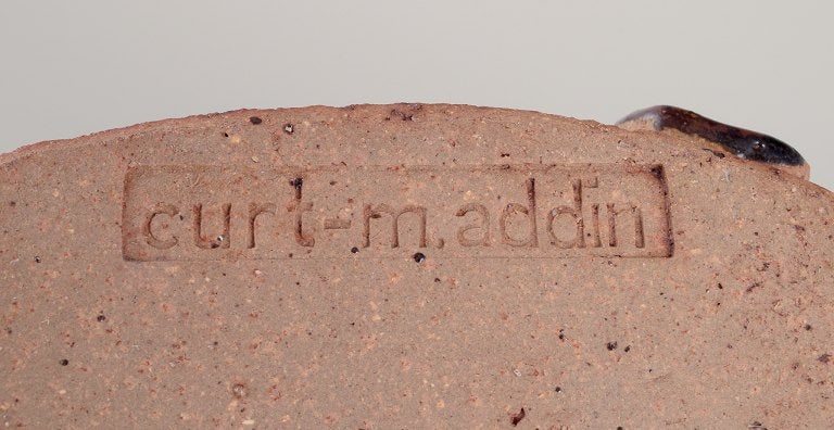 Curt Magnus Addin, own workshop, Swedish ceramic artist. Unique oval ceramic vase in a modernist - 9