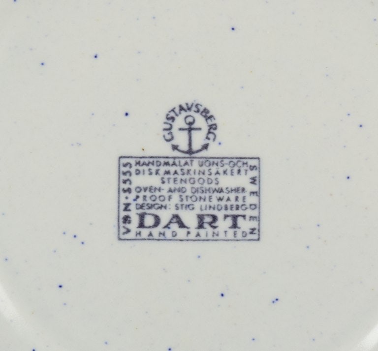 Stig Lindberg for Gustavsberg. A set of four "Dart" stoneware coffee cups and saucers. Hand-painted. - 6