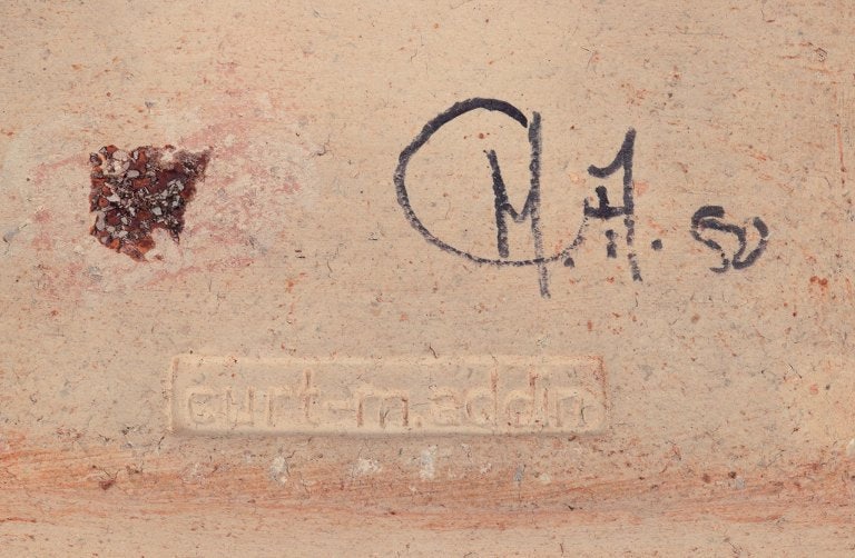 Curt Magnus Addin, own workshop, Swedish ceramic artist. Large square bowl with an abstract design. - 8