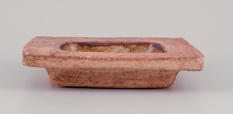 Curt Magnus Addin, own workshop, Swedish ceramic artist. Large square bowl with an abstract design. - 4