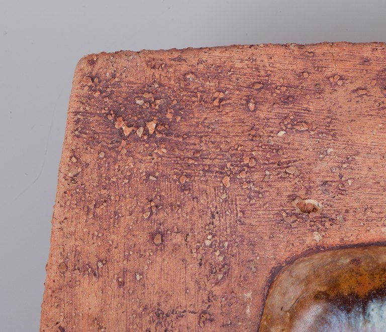 Curt Magnus Addin, own workshop, Swedish ceramic artist. Large square bowl with an abstract design. - 6