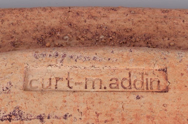 Curt Magnus Addin, own workshop, Swedish ceramic artist. Large square bowl with an abstract design. - 8