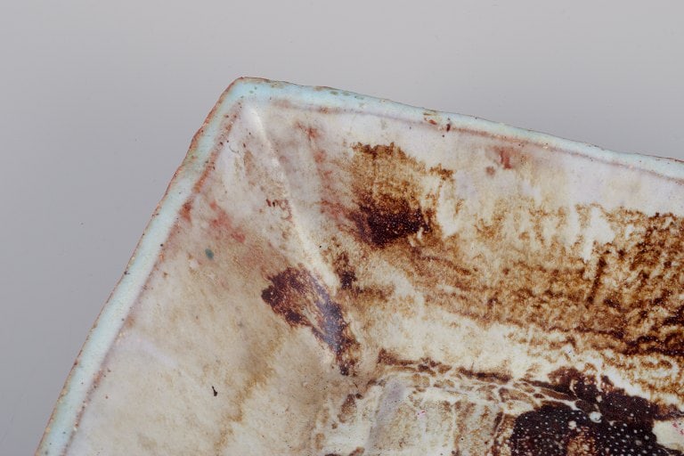 Curt Magnus Addin, own workshop, Swedish ceramic artist. Large square bowl with an abstract design. - 4