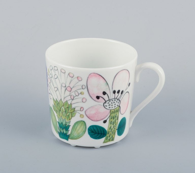 Stig Lindberg for Gustavsberg, Sweden. Rare "Tahiti" coffee cup with saucer. Hand-painted with - 2