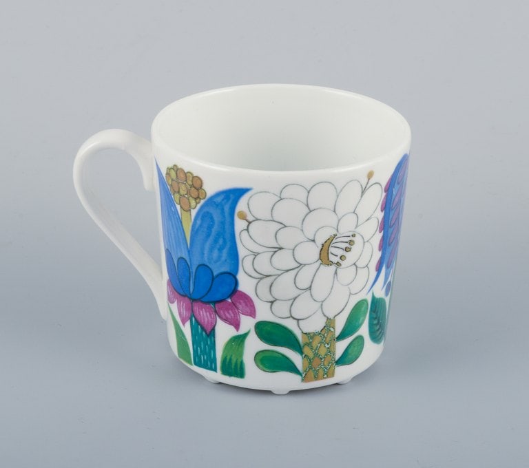 Stig Lindberg for Gustavsberg, Sweden. Rare "Tahiti" coffee cup with saucer. Hand-painted with - 3