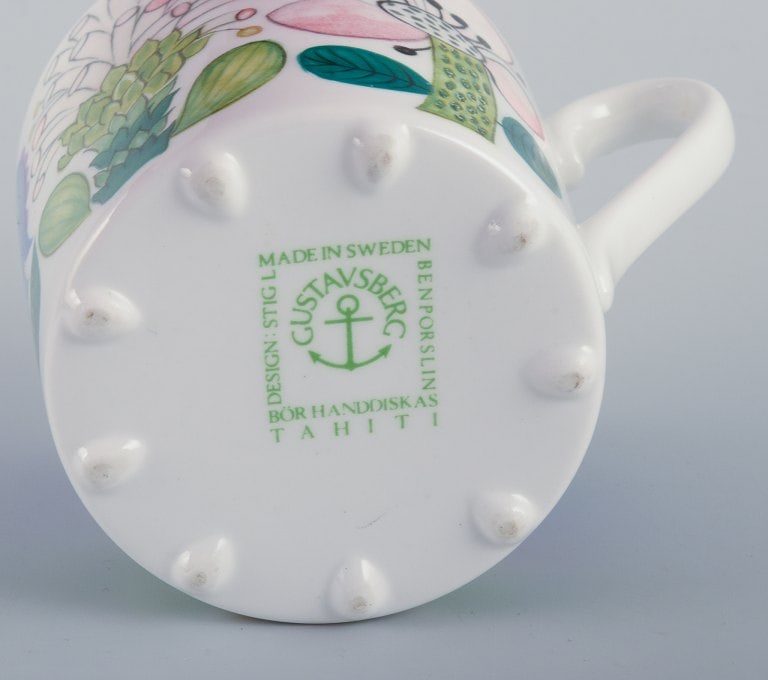 Stig Lindberg for Gustavsberg, Sweden. Rare "Tahiti" coffee cup with saucer. Hand-painted with - 5