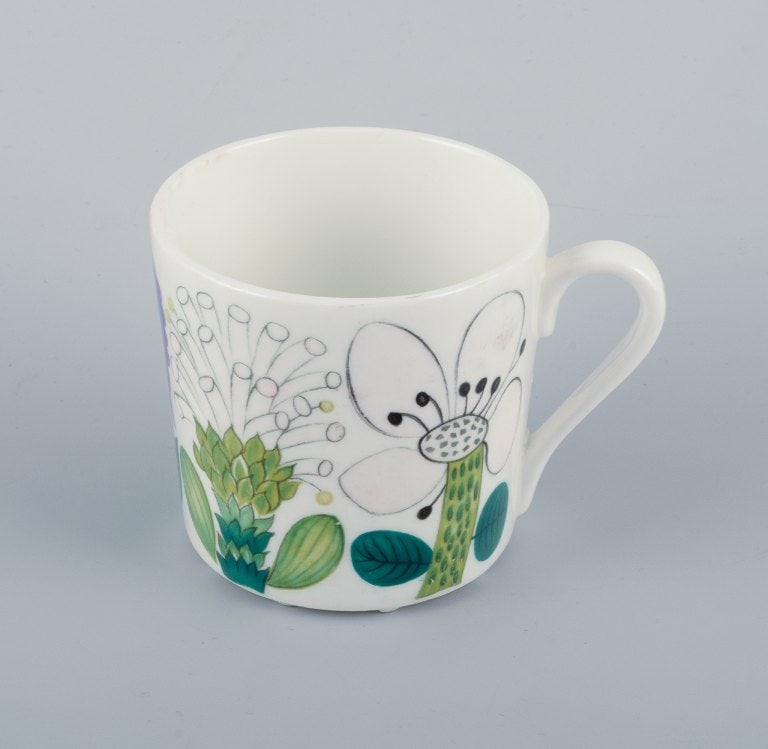 Stig Lindberg for Gustavsberg, Sweden. Rare "Tahiti" coffee cup with saucer. Hand-painted with - 2