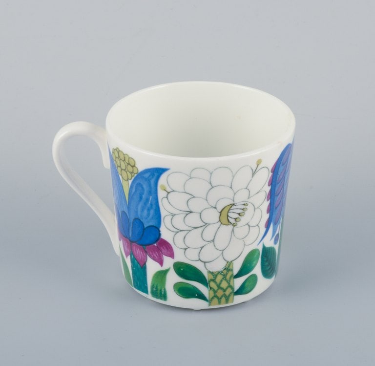 Stig Lindberg for Gustavsberg, Sweden. Rare "Tahiti" coffee cup with saucer. Hand-painted with - 3