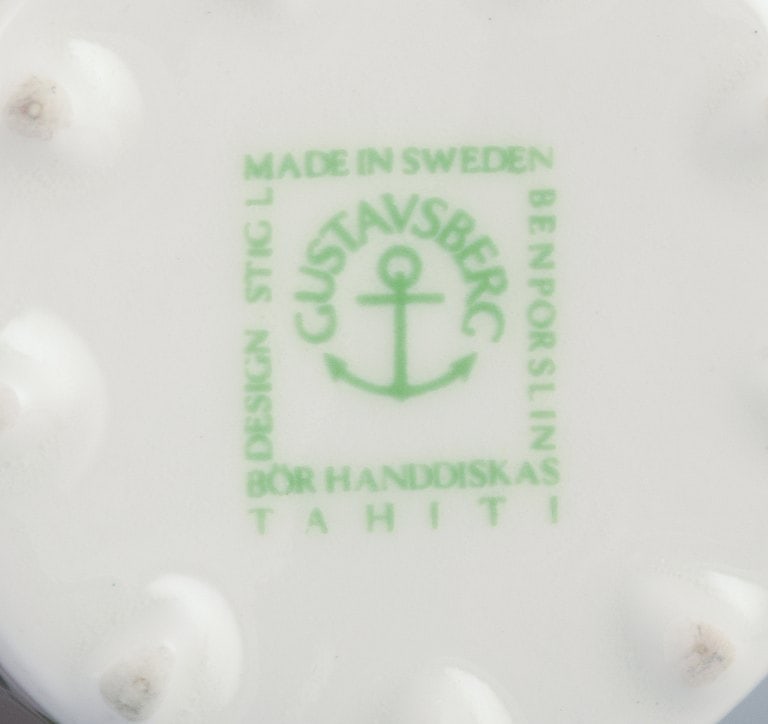 Stig Lindberg for Gustavsberg, Sweden. Rare "Tahiti" coffee cup with saucer. Hand-painted with - 5