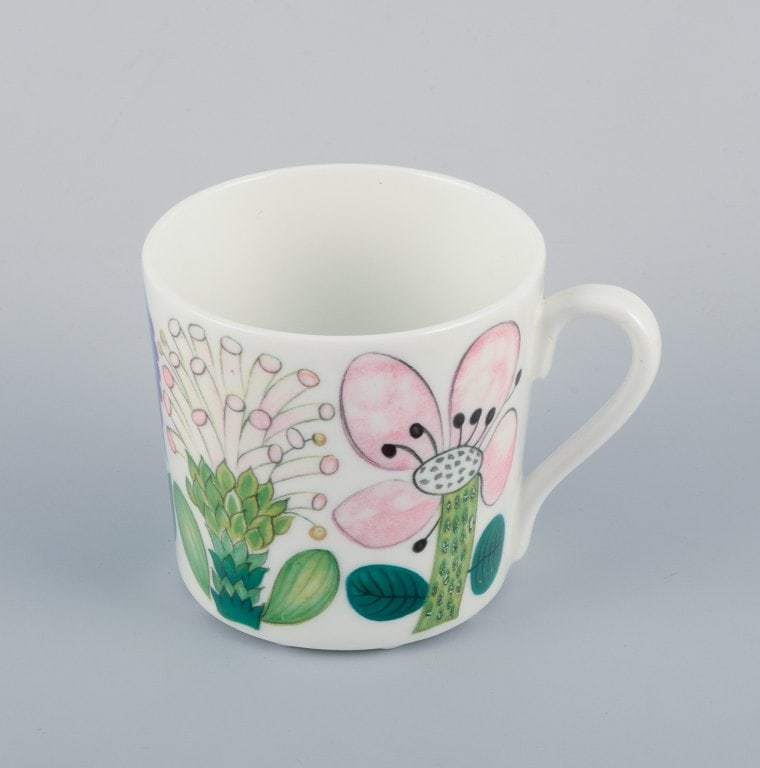 Stig Lindberg for Gustavsberg, Sweden. Rare "Tahiti" coffee cup with saucer. Hand-painted with - 2