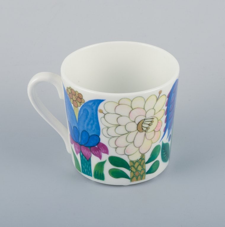 Stig Lindberg for Gustavsberg, Sweden. Rare "Tahiti" coffee cup with saucer. Hand-painted with - 3