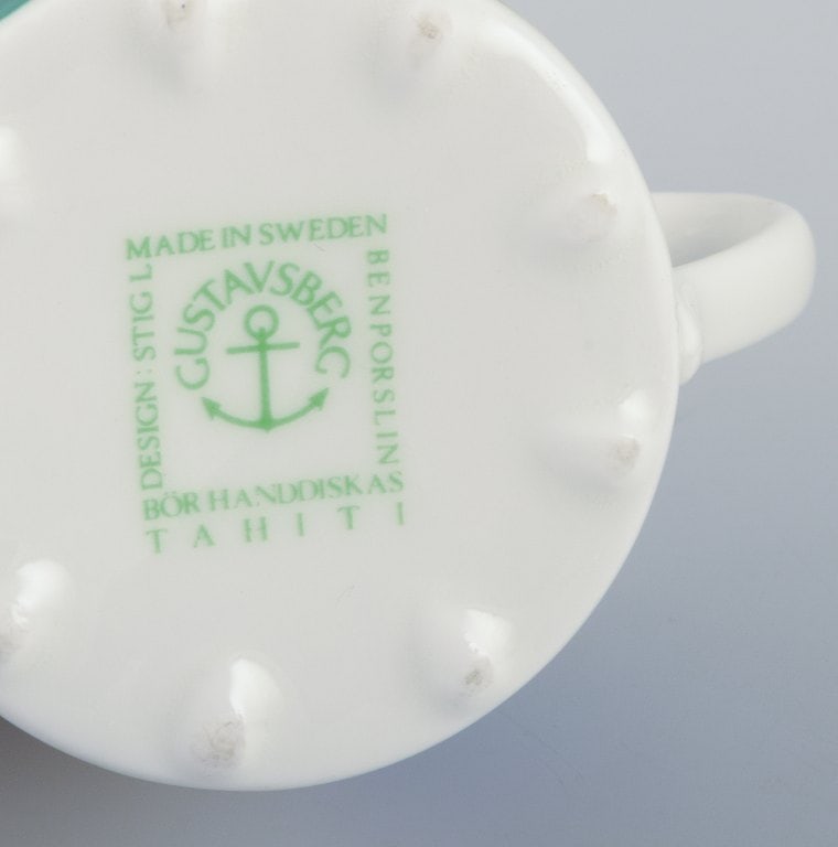 Stig Lindberg for Gustavsberg, Sweden. Rare "Tahiti" coffee cup with saucer. Hand-painted with - 5