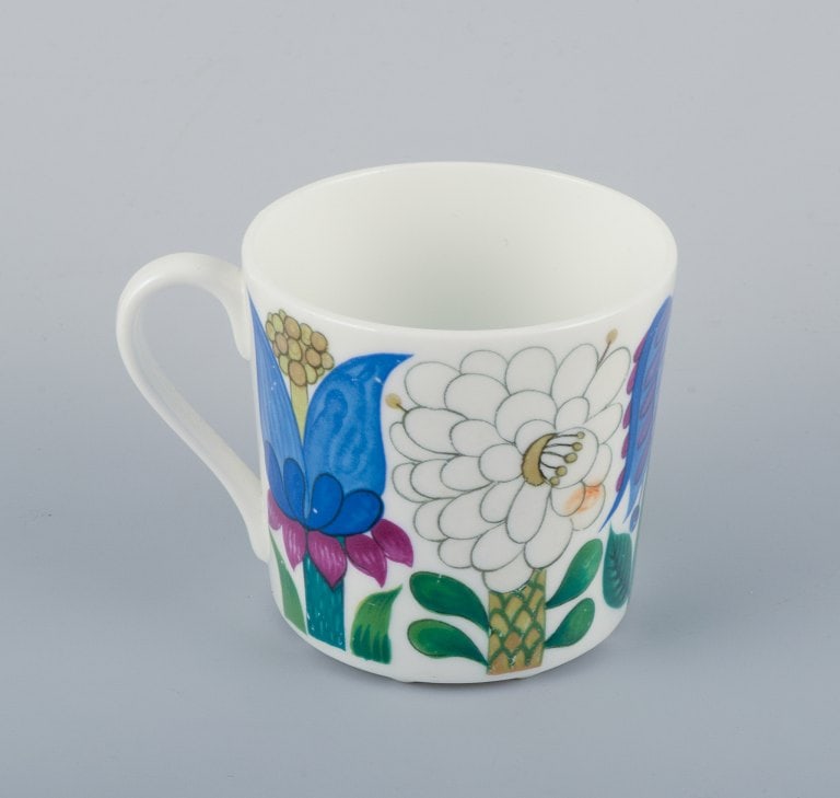 Stig Lindberg for Gustavsberg, Sweden. Rare "Tahiti" coffee cup with saucer. Hand-painted with - 3