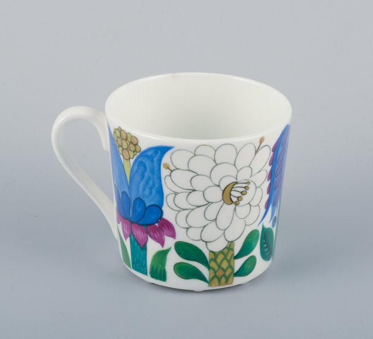 Stig Lindberg for Gustavsberg, Sweden. Rare "Tahiti" coffee cup with saucer. Hand-painted with - 3