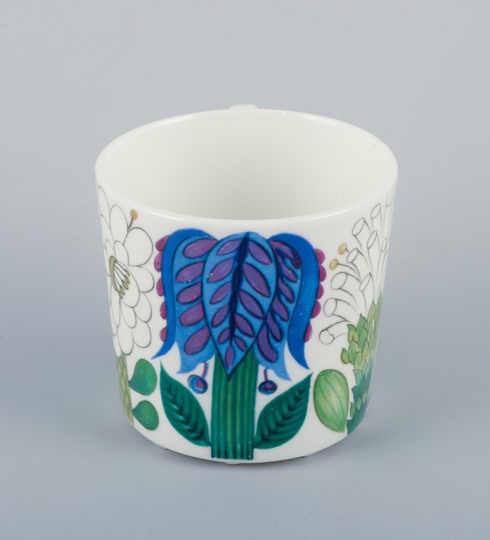Stig Lindberg for Gustavsberg, Sweden. Rare "Tahiti" coffee cup with saucer. Hand-painted with - 4