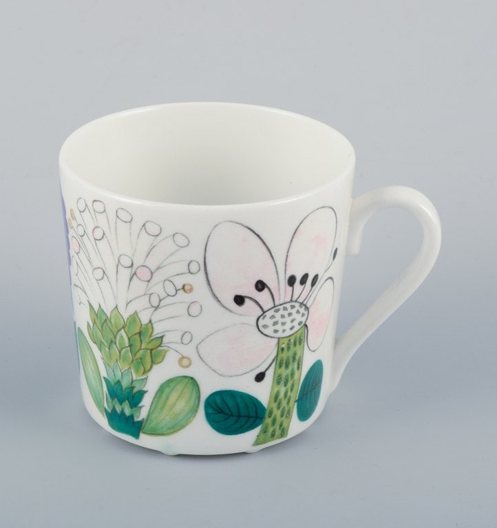 Stig Lindberg for Gustavsberg, Sweden. Rare "Tahiti" coffee cup with saucer. Hand-painted with - 2