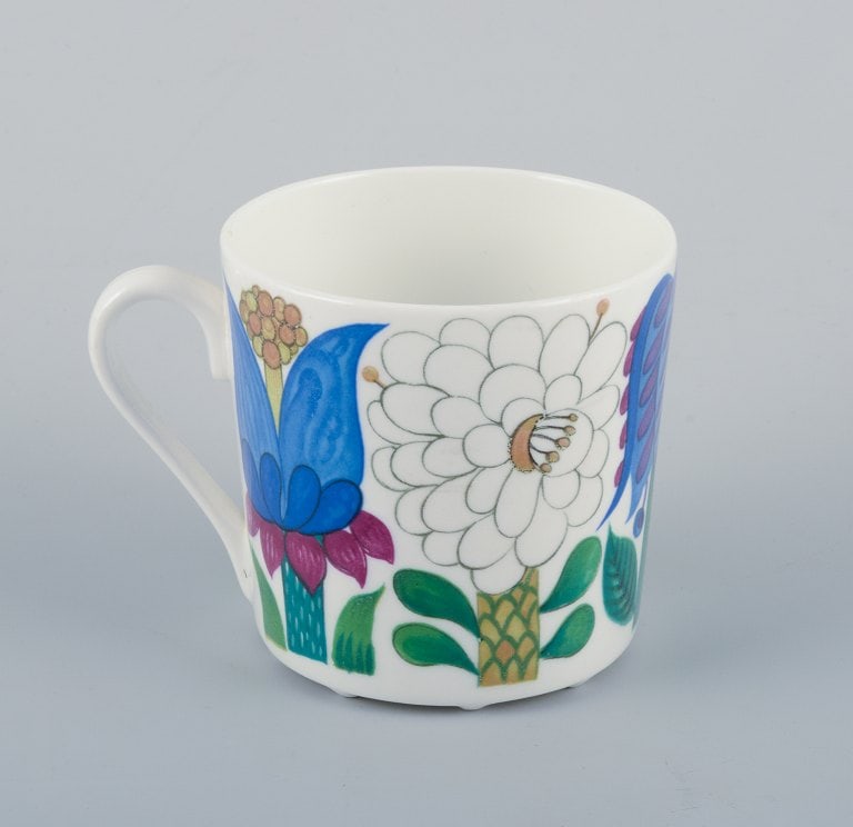 Stig Lindberg for Gustavsberg, Sweden. Rare "Tahiti" coffee cup with saucer. Hand-painted with - 3