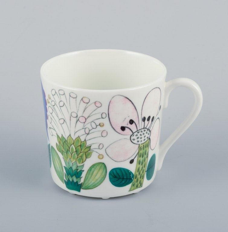 Stig Lindberg for Gustavsberg, Sweden. Rare "Tahiti" coffee cup with saucer. Hand-painted with - 2