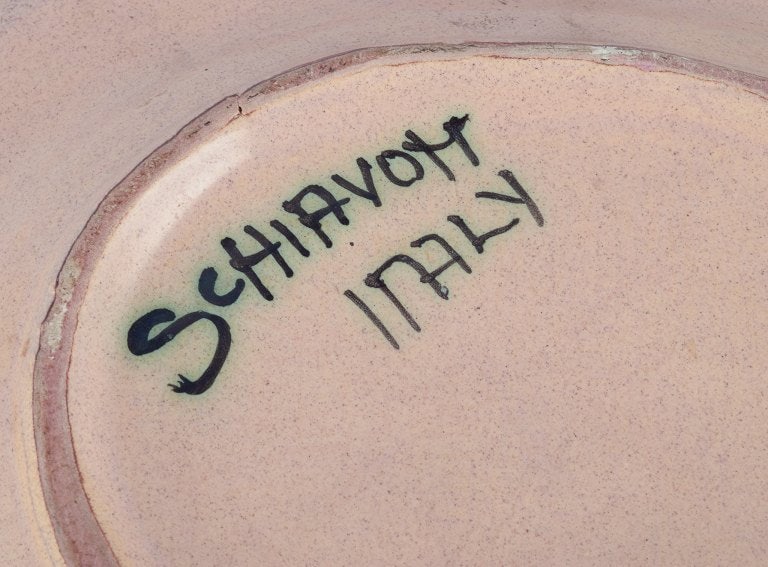 Elio Schiavon (1925-2004), Italy. Unique ceramic bowl with blue glass inlay at the bottom. - 6