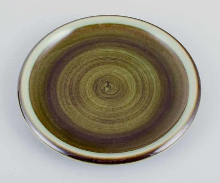 Marianne Westman for Rörstrand, "Maya", a set of ten plates with green-toned glaze. - 3