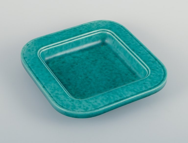 Wilhelm Kåge (1889-1960) for Gustavsberg, ceramic square bowl. Classic green glaze from the - 2