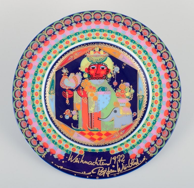 Bjørn Wiinblad for Rosenthal, Christmas plate with a biblical motif. 1972 - "Holy King Caspar". (1 of 4)