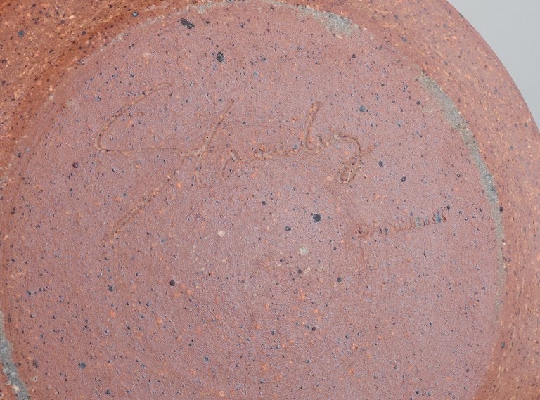 Stouby Keramik, Denmark, a set of six small handmade ceramic vases and six plates. - 5