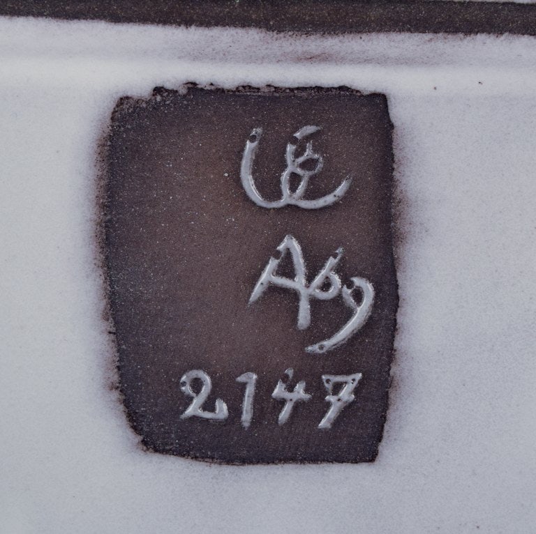 Ingrid Atterberg for Upsala-Ekeby, large rectangular "Corso" ceramic bowl designed with geometric - 7