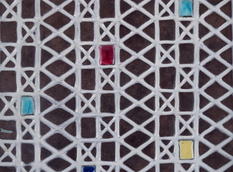 Ingrid Atterberg for Upsala-Ekeby, square "Corso" ceramic bowl with a geometric pattern. - 4