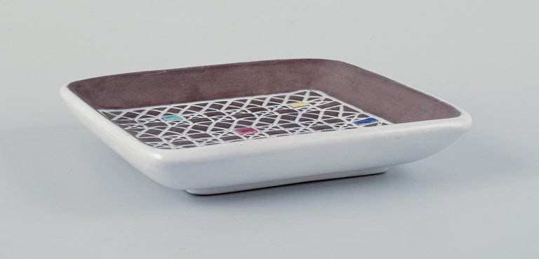 Ingrid Atterberg for Upsala-Ekeby, square "Corso" ceramic bowl with a geometric pattern. - 5