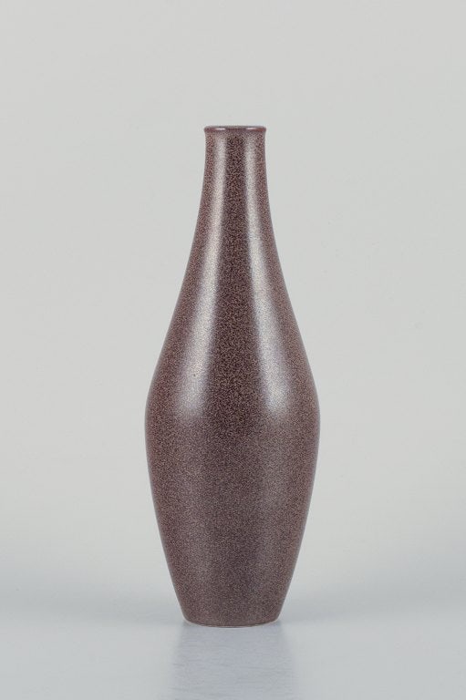 European studio ceramicist, ceramic vase with speckled glaze in brown tones. (1 of 5)