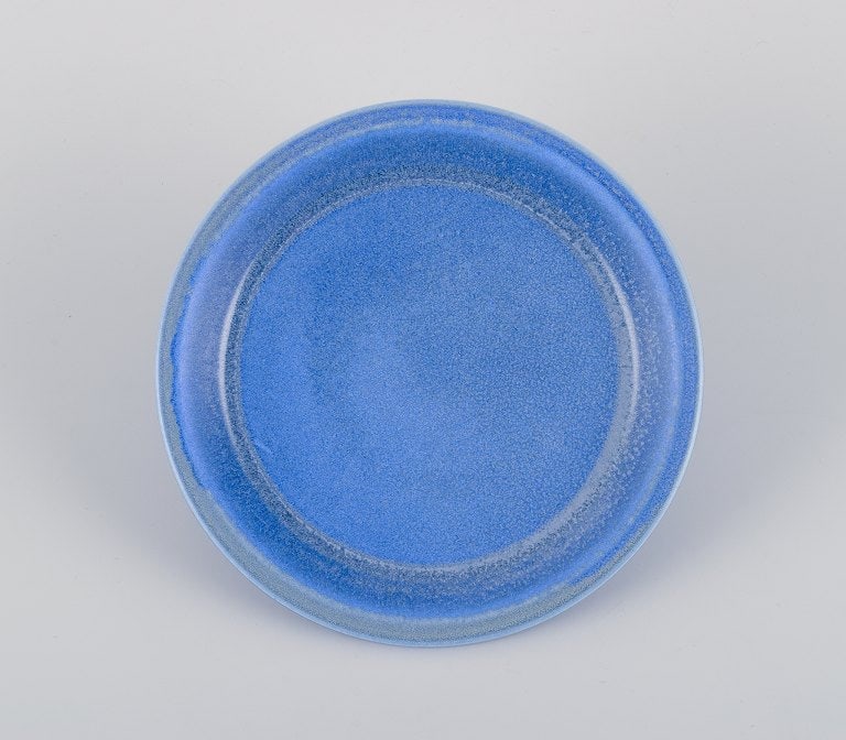 Kunsthandwerk Austria, tea set for three in light blue stoneware. - 4