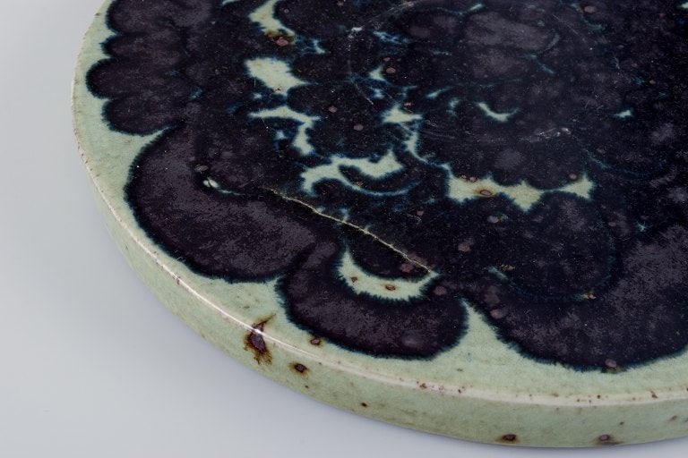 Marianne Westman for Rörstrand, large handmade unique dish in stoneware decorated with abstract - 3