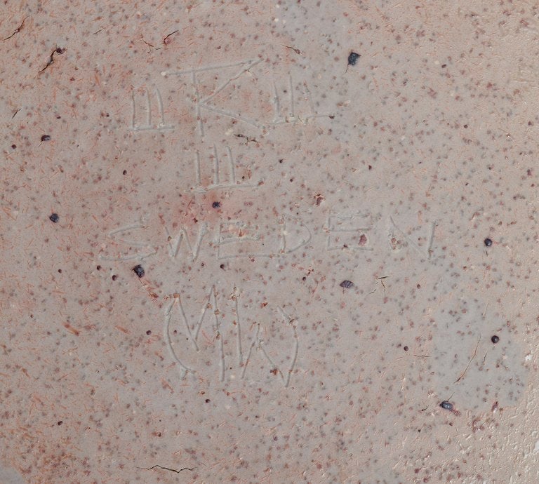 Marianne Westman for Rörstrand, large handmade unique dish in stoneware decorated with abstract - 7