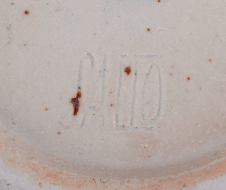 Axel Salto for Royal Copenhagen, large ceramic bowl designed with leaf patterns in relief. - 7