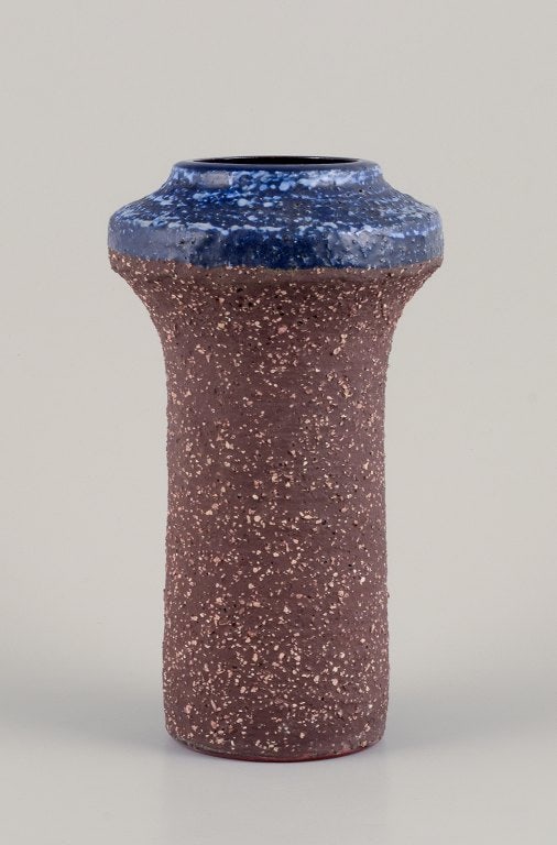 Thomas Nittsjö, Sweden. Large ceramic vase with blue glaze. Handmade. (1 of 9)