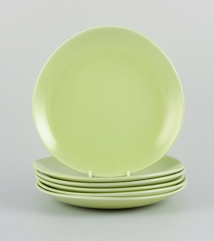 Stig Lindberg for Gustavsberg. Set of six "Colorado" retro porcelain plates in apple green. (1 of 4)