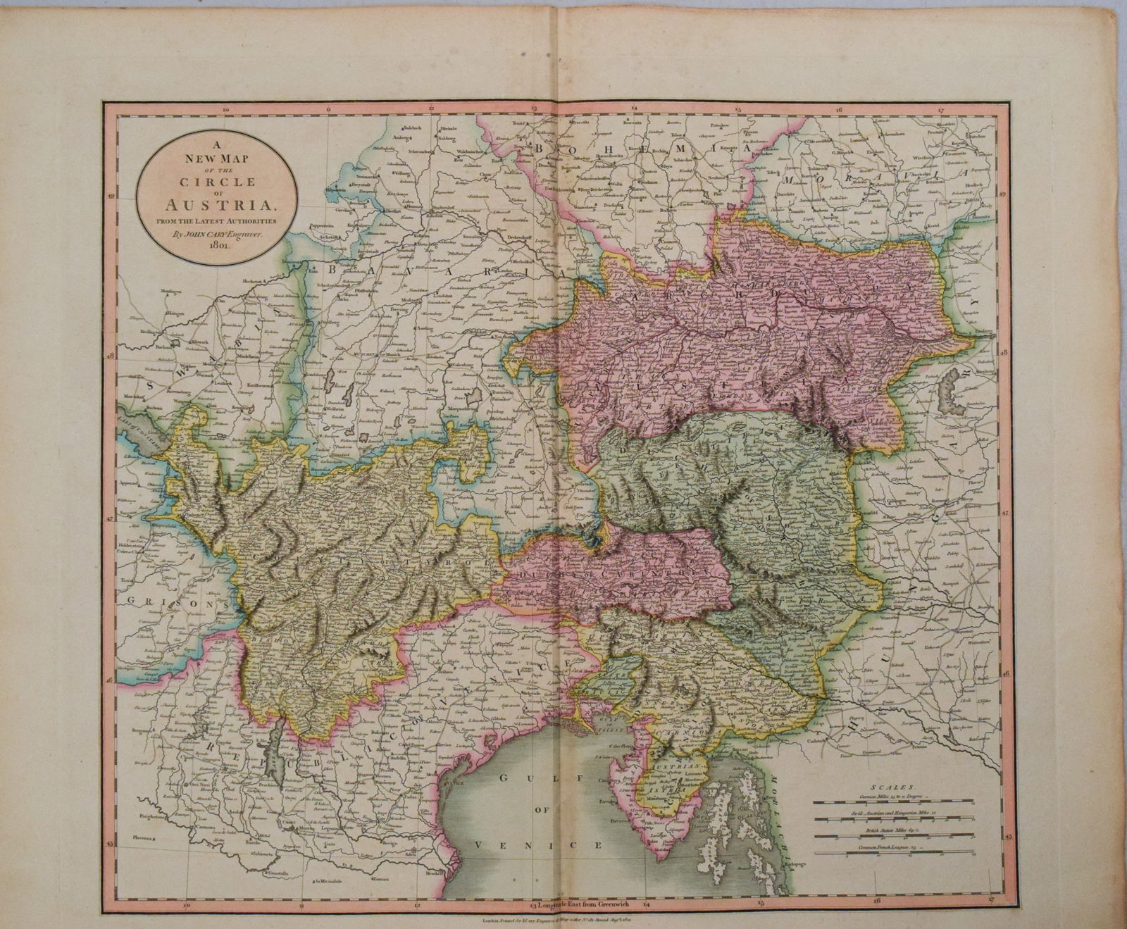 1801 Cary Map of Austria -- A New Map of the Circle of Austria from the Best Authorities (1 of 1)