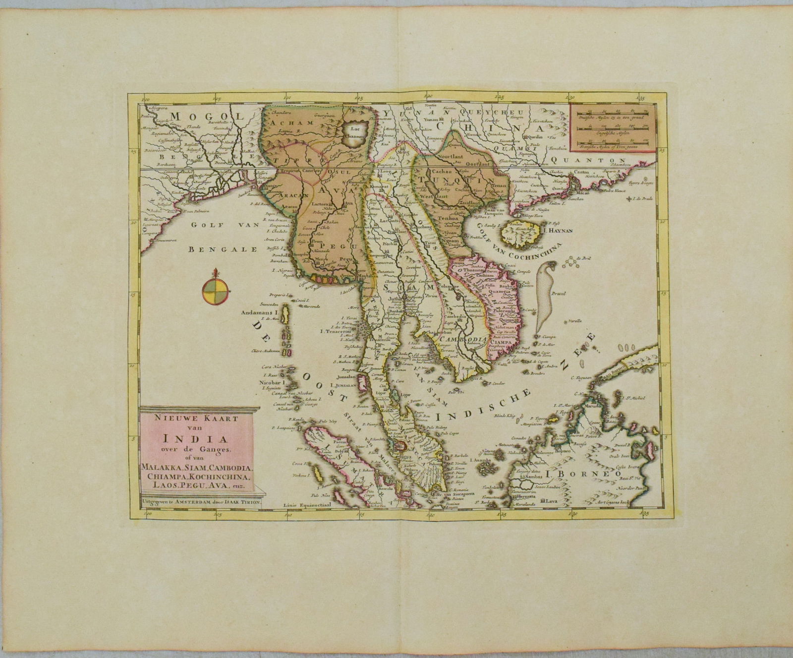 1759 Tirion Map of Southeast Asia -- Nieuwe Kaart van India Over de Ganges, of van Malakka, Siam, (1 of 1)