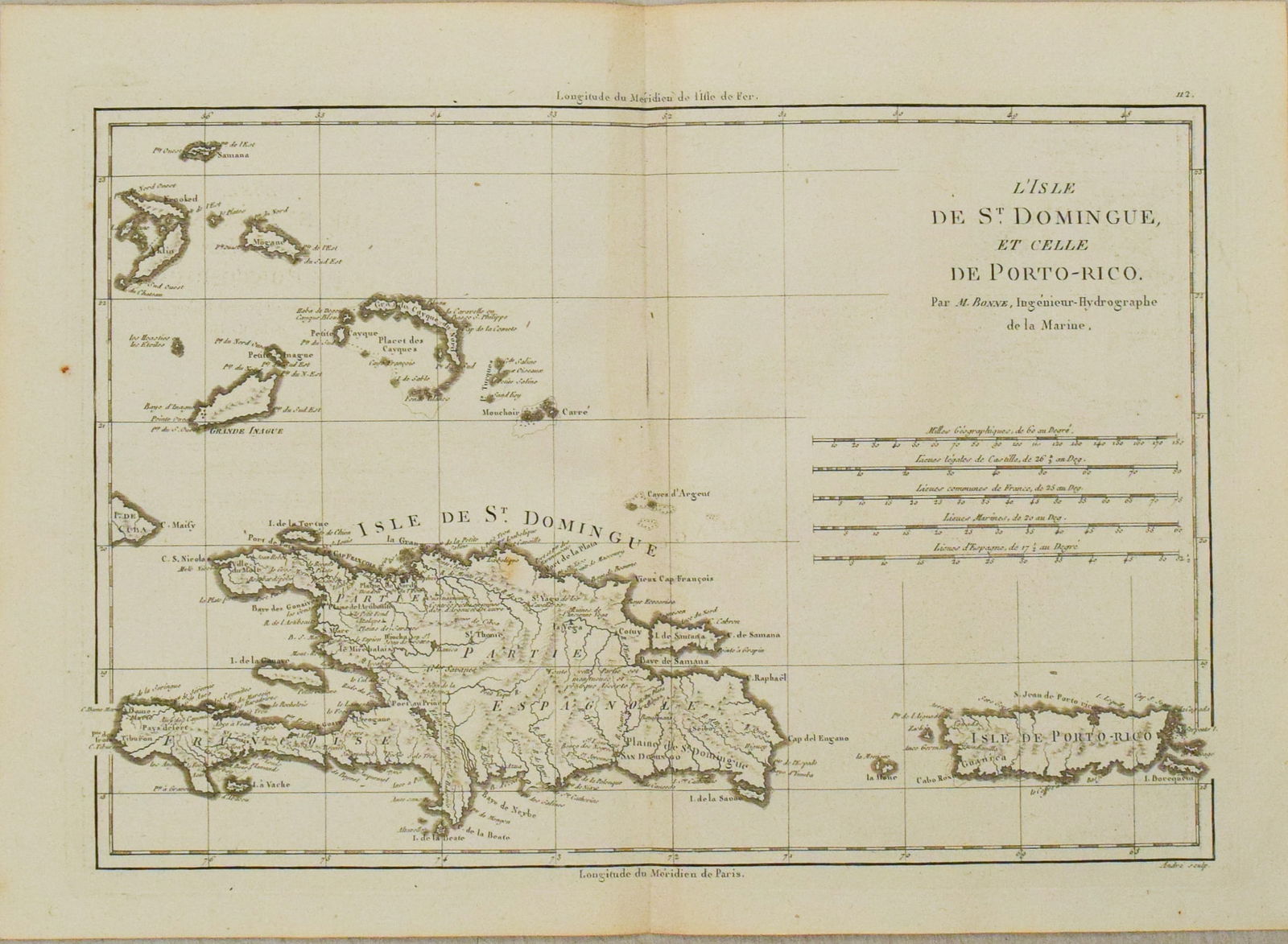 1787 Bonne Map of Hispaniola and Purto Rico -- L'Isle de St. Domingue, et celle de Porto-Rico: Title:1787 Bonne Map of Hispaniola and Purto Rico -- L'Isle de St. Domingue, et celle de Porto-RicoCartographer:R BonneYear/Place:1787, ParisMap Dimension(in.):9.2 X 13.6 in.Description:This is a