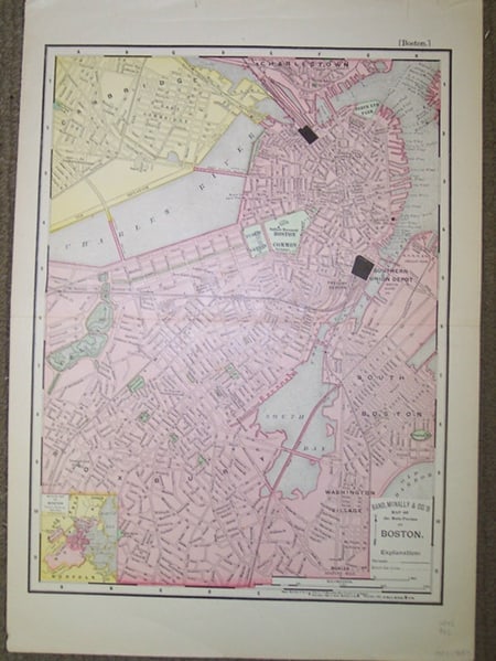 Rand, McNally & Co.'S Map of the Main Portion of Boston: Publication Date:c1901Title:Rand, McNally & Co.'S Map of the Main Portion of BostonCartographer:RAND, MCNALLY & CO.Publisher:RAND, MCNALLY & CO.Brief Description:"Rand, McNally & Co.'s New 11 x 14
