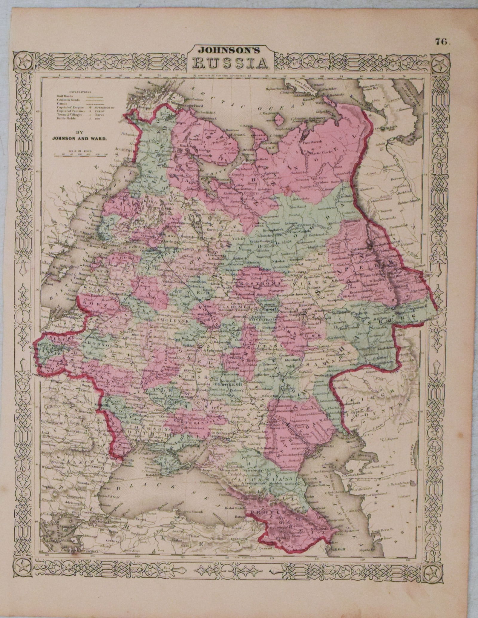1863 Johnson Map of Russia in Europe -- Johnson's Russia: Title:1863 Johnson Map of Russia in Europe -- Johnson's RussiaCartographer:Johnson & WardYear/Place:1863, New YorkMap Dimension(in.):15.6 X 12.6 in.Description:This is a superb map of European